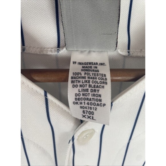 Vintage 90s Majestic Jersey New York Yankees Pinstripe Mens 2XL White 6700 MLB - Picture 9 of 9